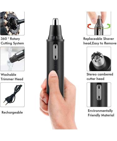 4-in-1 USB Rechargeable Ear and Nose Hair Trimmer for Men | Waterproof Professional Eyebrow & Facial Hair Trimmer with Double-Edge Stainless Steel Blade - Buy Online on GoSupps.com