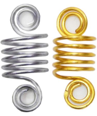 amangul 60 Pieces Alloy Hair Coil Dreadlocks Braid Rings Metal Cuffs Gold Silver Twisted - Buy Online on GoSupps.com