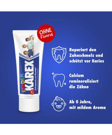 Children's KAREX Toothpaste 50ml - Fluoride-Free Caries Protection for Kids 0+ with BioHAP - First Milk Tooth Care - Buy Online on GoSupps.com