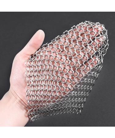 Cast Iron Cleaner Stainless Steel Garden Home Iron Cleaner Cast Iron Cleaner Chainmail Scrubber for Cast Iron Pan Dutch Ovens Cast Iron Grill Scraper Skillet Scraper 1pc Silver - Buy Online on GoSupps.com