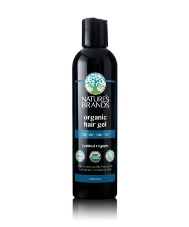 Nature s Brands Organic Hair Gel for Men and Women - Natural Eco Hair Styling Gel with Olive Oil   Vegan  Plant-Based  Non-GMO (8 oz) 8 Fl Oz (Pack of 1)