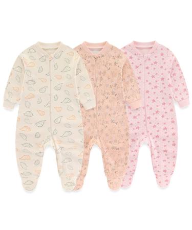 MAMIMAKA Baby Girls Baby Pajamas 9-12 Months Footed-2-hedgehog/Fox/Stars - Buy Online on GoSupps.com
