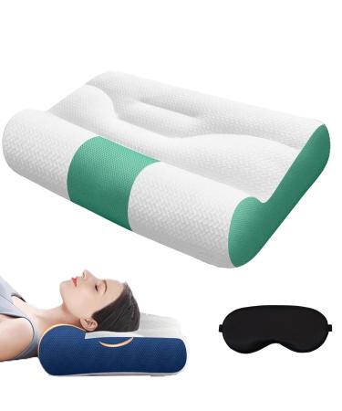 Cervical Support Goose Down Pillow Sleep Enhancing Cervical Support Comfort Goose Down Pillow Sleep Enhancing Cervical Support Pillow (Green 30 * 50cm) Green 30*50cm