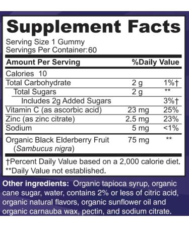 Organic Elderberry Gummies for Kids with Zinc and Vitamin C | Immune Support for Children - Gluten Free & Vegan - 60 Gummies - Buy Online on GoSupps.com