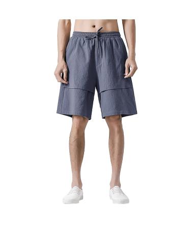 CEWIFO Wide men Pants Men Light Loose 3/4 Shorts Cordely Track Elastic Waist wide leg casual beach yoga pants men's clothing hiking shorts men cotton A2-gray 5xl