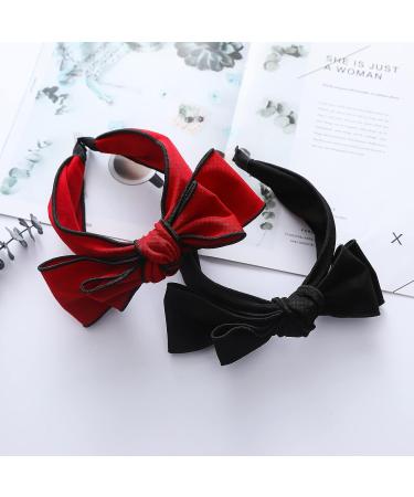 SARTS Double Layered Bow Knot Headband - Red Black Hair Accessories for Women and Girls - Buy Online on GoSupps.com