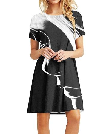 Hinvhai Summer Dress 2023 - Casual Boho Floral Print T-Shirt Dress for Women - White - XX-Large - Buy Online on GoSupps.com