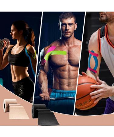 Kinesiology Tape for Sports | 16ft Water Resistant Elastic Latex Free - Knee Elbow & Shoulder Pain Relief - Black - Buy Online on GoSupps.com