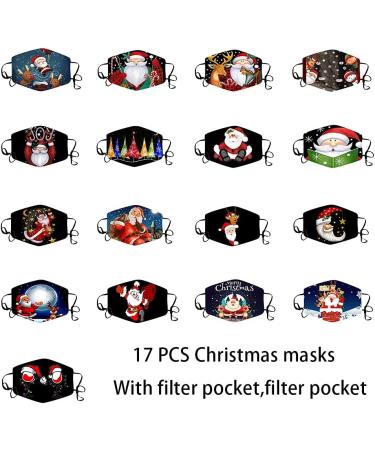 Washable Reusable Adult Protect Cover Mask - 17 Pieces with Filter Bag & Adjustable Ear Loops - Perfect for Christmas! - Buy Online on GoSupps.com