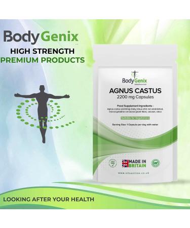 Bodygenix Vitex Agnus Castus Supplement - Reduce Menstrual Mood Swings & Cramps - 2200mg Veg Capsules (60) - 2 Month Supply - Buy Online on GoSupps.com