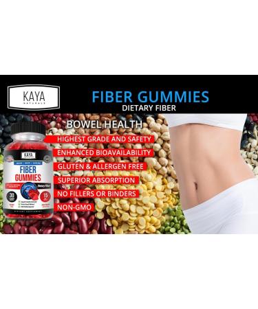 Kaya Naturals Fiber Gummies (60 Count) for Men and Women | High Fiber Supplement for Digestive & Gut Health | Immunity Boost | Dietary Fiber Gummies - Buy Online on GoSupps.com