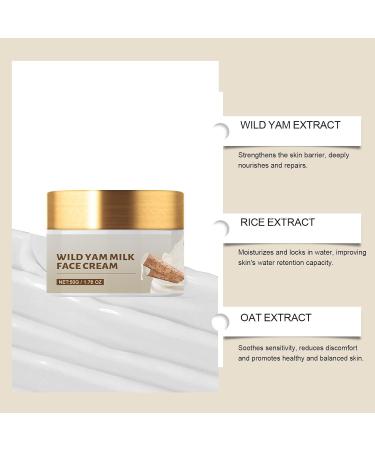 Wild Yam Cream with Milk for Hormone Balance Organic Wild Yam Root Extract Rice and Avena Sativa Hydrating Face Cream 50g - Buy Online on GoSupps.com