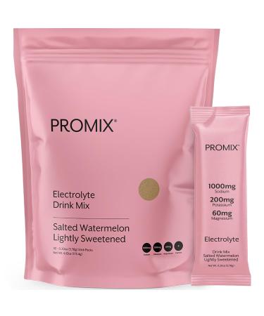 ProMix Nutrition Electrolytes Powder Hydration Packets - Himalayan Pink Salt Magnesium Potassium Vitamin C - Salted Watermelon Lightly Sweetened - 30 Servings (Pack of 30) Watermelon 0.18 Ounce (Pack of 30)