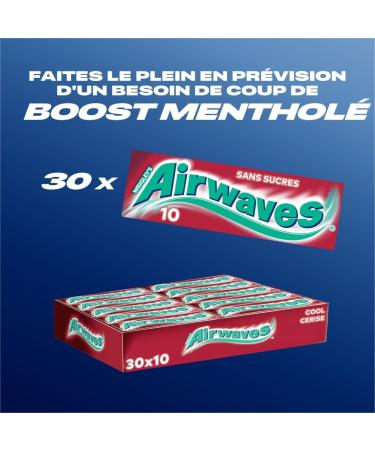AIRWAVES - Chewing Gum Sans Sucre - Go t Cool Cerise - 30 Paquets de 10 Drag es - Grand Format 300 Drag es - 420g - Buy Online on GoSupps.com