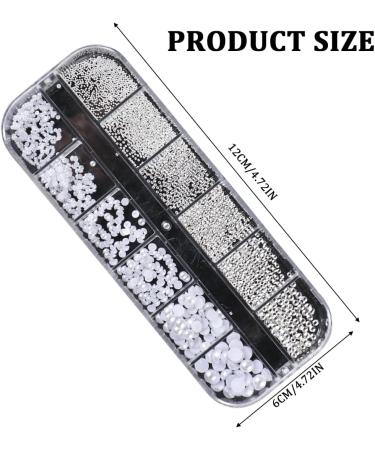 Czasowe Acrylic Nail Jewelry Design Box - 12 Compartments with Rhinestones White Pearls & Caviar Beads for Stunning Nail Art - Buy Online on GoSupps.com