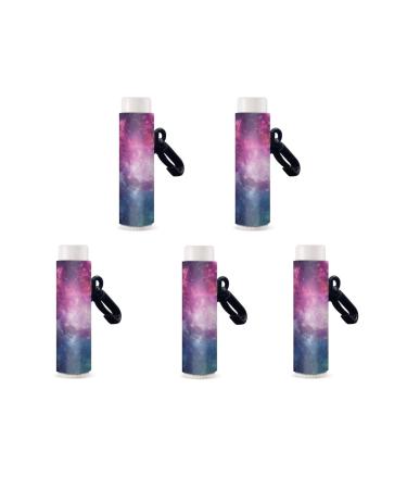 SCRAWLGOD Galaxy Print Lip Balm Holder Keychain Portable Lip Balm Sleeve keychain Chapstick Holder Secure and Nice Hand Feeling Set of 5 Galaxy 5