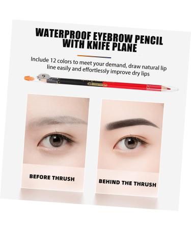 FOYTOKI 12pcs Lip Liner Eyeliner Lip Pencil Eyebrow Brush Angled Waterproof Lip Liner Pencil Wooden - Buy Online on GoSupps.com