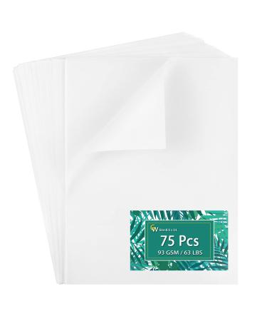 Vellum Paper 8.5x11 Translucent Printable Tracing Paper for Drawing 75 Sheets 93GSM/63LBS