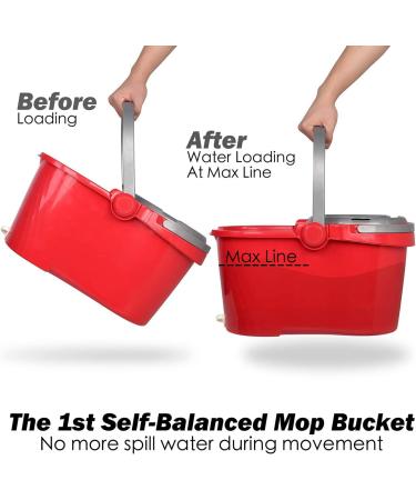 HAPINNEX Spin Mop and Bucket Set - Home Kitchen Floor Cleaning - Wet/Dry Usage on Hardwood & Tile - Self-Balanced Wringer System - 2 Microfiber Mop Heads - Buy Online on GoSupps.com