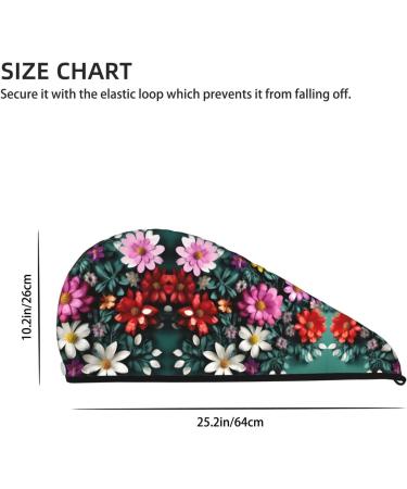 Flower Art Coral Velvet Dry Hair Cap with Buttons | Anti Frizz for Curly Long & Thick Hair - International Shipping Available - Buy Online on GoSupps.com