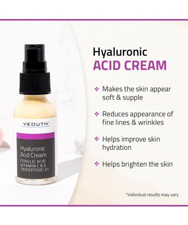 YEOUTH Hyaluronic Acid Moisturizer Cream with Vitamin C - Hydrating Face Cream for Dull & Dry Skin | 1oz - Buy Online on GoSupps.com