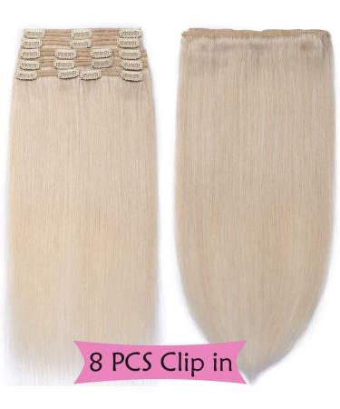 SEGO Clip-in Extensions Real Hair - 8 Part Set 100% Remy Bleach #70 18 (45cm) 140g - Perfect for Complete Head Coverage - Buy Online on GoSupps.com