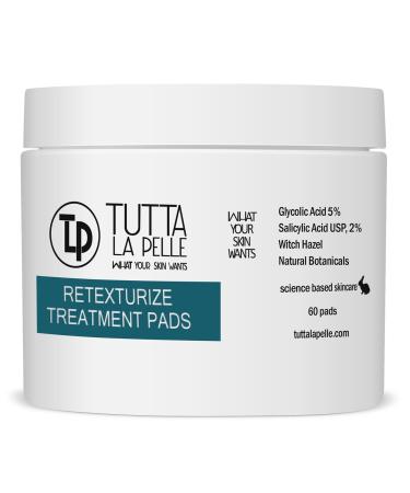 5% Glycolic Acid + 2% Salicylic Acid AHA/BHA ACNE Treatment - Witch Hazel Pads - ACNE Solutions - For Facial Exfoliating And Smoother Looking Skin 60 Face Pads