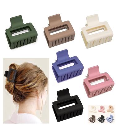 Medium Claw Hair Clips for Women Girls 2 Matte Square Small Hair Claw Clips for Thin Thick Hair Nonslip Neutral Rectangle Jaw Clip  6 PCS
