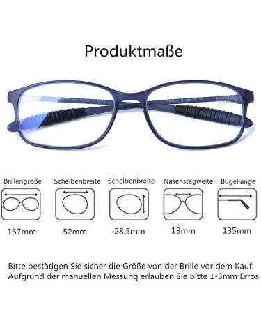 DOOViC Blue Light Filter Computer Reading Glasses for Unisex TR259-C - 9 Colors Available Matt Blue 2.0x Magnification - Buy Online on GoSupps.com