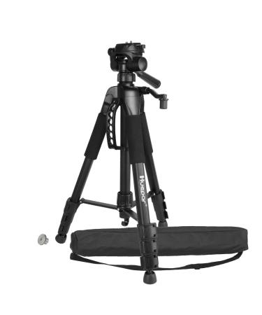 Huepar Lightweight TPD14 56" Adjustable Laser Level Tripod with 3-Way Swivel Pan Head, Quick Release Plate with 1/4" Screw Mount, Bubble Level, Multi-Function Hook and 5/8" UNF Adapter Nut