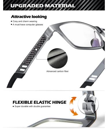 ANYLUV Blue Light Blocking Gaming Glasses for Men - Rectangle Metal Frame, UV400 Clear Lens, Gunmetal - Buy Online on GoSupps.com