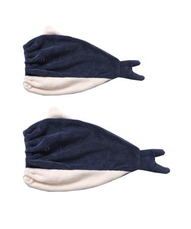 Microfiber hair drying towels with a cute fish motif for mother and daughter dark blue fish very absorbent hair towel towel for women and girls to dry the hair faster