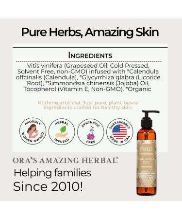 Ora's Amazing Herbal Calendula Oil with Licorice Jojoba Fragrance Free Unscented Facial Cleansing Moisturizing Eczema & Sensitive Skin Cold Pressed Oils Recycled Plastic 2 oz Travel Size 2 Fl Oz (Pack of 1) - Buy Online on GoSupps.com