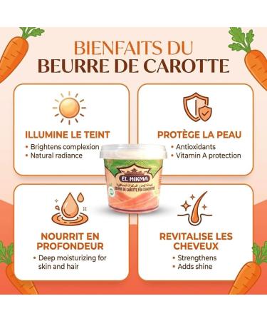 Beurre de Carotte Pur & Concentr 150mL Natureluxy | Soin Peau & Cheveux | Nourrissant Illuminant & Protecteur - Buy Online on GoSupps.com