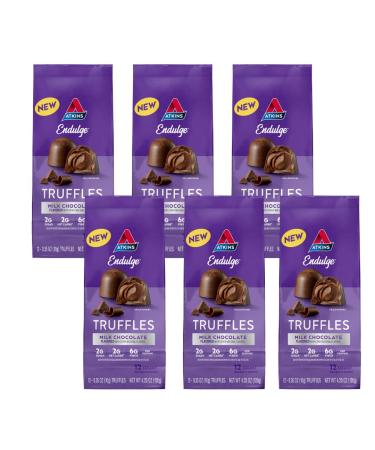 Atkins Endulge Milk Chocolate Truffles, Low Sugar, Low Carb, Keto Friendly, 6 pack (12 Truffles each Pack) Milk Chocolate 6 Pack