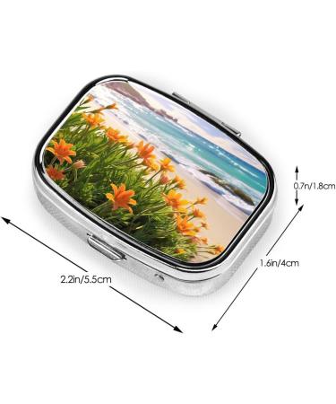 Flowers at The Beach Small Pill Box - 2 Compartment Travel Organizer for Purse & Pocket Gifts - Buy Online on GoSupps.com