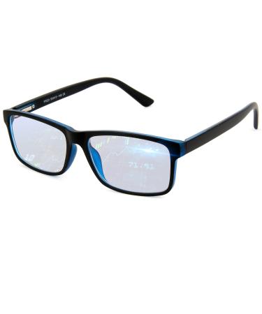 Blue Light Blocking Glasses for Men/Women Anti-Fatigue Computer Monitor Gaming Glasses Prevent Headaches Gamer Glasses Black/Blue 0.0 x
