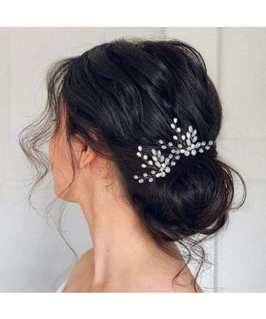 Casdre Crystal Bride Wedding Hair Pins - Silver Rhinestone Pearl Bridal Accessories (Pack of 2) - Buy Online on GoSupps.com