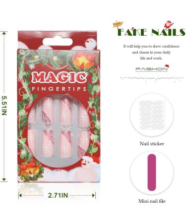 Vatocu Christmas Short Red Press on False Nails - Snowflake & Snowman Design (24pcs) - Buy Online on GoSupps.com