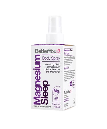 BetterYou Magnesium Sleep Body Spray - Aids Restful Nap with Relaxing Essential Oils - Soothes Muscles in Preparation for Bedtime - Blend of Lavender and Chamomile Calms Your Senses - 3.38 oz 3.40 Fl Oz (Pack of 1)