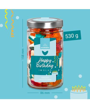 XL Happy Birthday Fruit Rubber in Gift Glass 530G | Delicious Birthday Gift & Perfect Present - Buy Online on GoSupps.com
