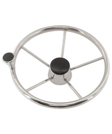 NovelBee 5 Spoke Dia.13-1/2" Stainless Steel Boat Steering Wheel with Control Knob and Cap