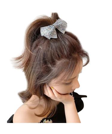 Grey Crystal Rhinestone Bow Hair Barrette | Stylish Ponytail Holder for Women and Girls - Hair Jewelry Accessory - Buy Online on GoSupps.com