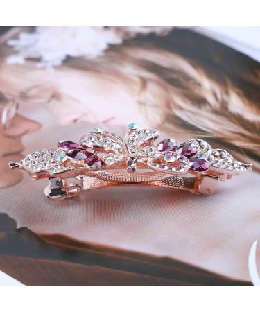TseenYi Crystal Farfalla Hair Clip Rhinestone Wedding Hair Clip Shiny Bridal Crystal Decorative Hair Clip Gold Bow Crystal Hairpin Wedding Women and Girls (Purple Crystal) - Buy Online on GoSupps.com
