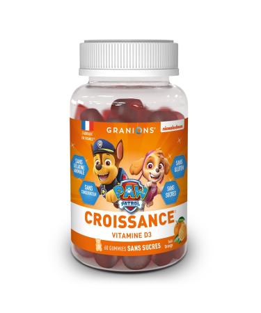 GRANIONS GRANIONS GROWING Gummies | Food Supplement | Growth Muscle Function | Vitamin D3 Iodine | Orange Taste | No Animal Gelatin No Sugars | Made in FR | 60 Gummies