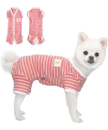 TONY HOBY Striped 4-Legged Dog Pajamas in Pink & White - Size L (Chest 18, Back 14) - Buy Online on GoSupps.com
