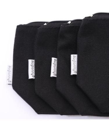 Augbunny 100% Cotton Cosmetic & Wash Bag Set - Durable Versatile 4 Pieces - Black - Perfect for Travel & Organization - Buy Online on GoSupps.com