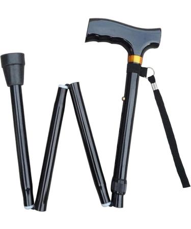 Folding Cane for Men/Women Black Lightweight Portable Adjustable Walking Stick Telescopic Non-Slip Aluminum Cane - Buy Online on GoSupps.com