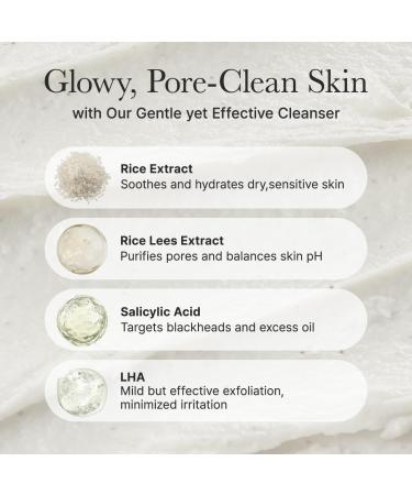 Rice + LHA Pore Control Rice Cake Cleanser with Salicylic Acid - Deep Cleansing Gentel Exfoliation All skin types 5.29 oz - Buy Online on GoSupps.com
