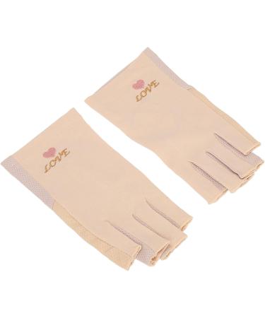  Fockety Fockety Nail Lamp Gloves Thoughtful Design Stretchable UV Protection Fingerless Manicure Gloves for Dry Nail Gel Medium Size Cotton Fiber (Light Yellow) - Buy Online on GoSupps.com